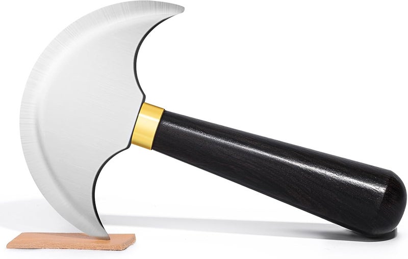 CBHGFEA Leather Round Head Knife with Ebony Wooden Handle, Leather Working Tool, Sharp Cutting Tool, Round Cutting Edge for Cutting, Skiving, Crafting & Artistic Project (S) - Image 1